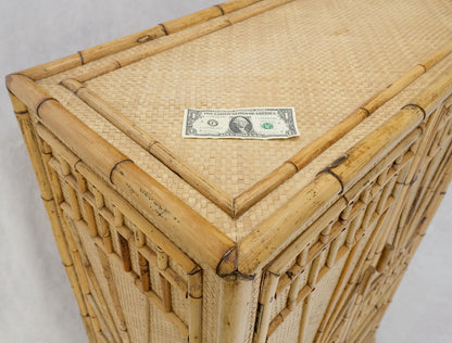 EstablishedLines Burnt Bamboo Grass Cloth Two Doors Chifforobe Cabinet Gentleman's Chest Dresser