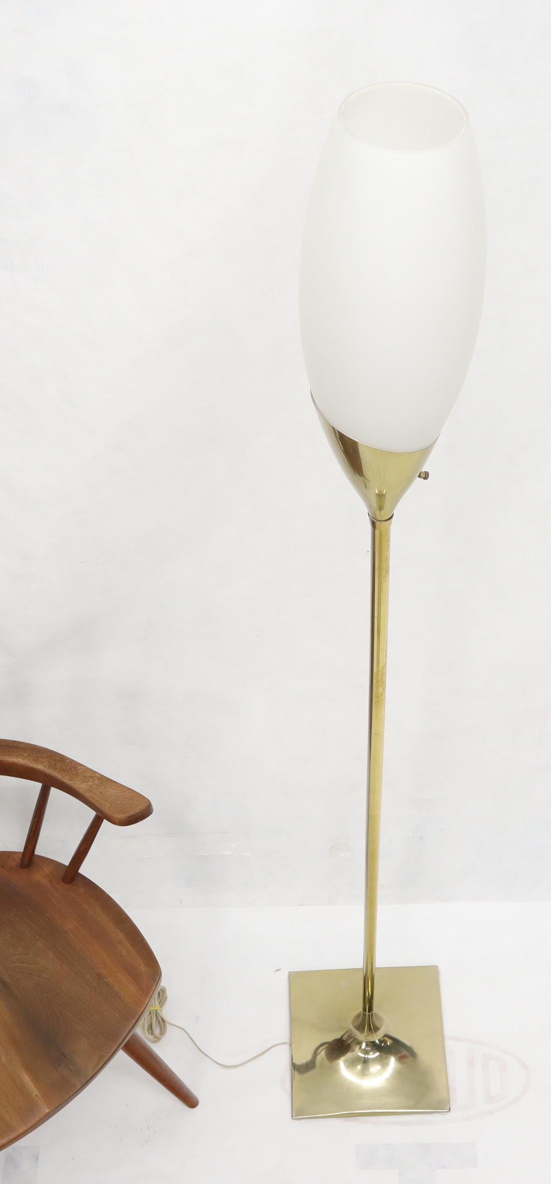 EstablishedLines Square Tulip Base Champagne or Wine Style White Frosted Glass Floor Lamp