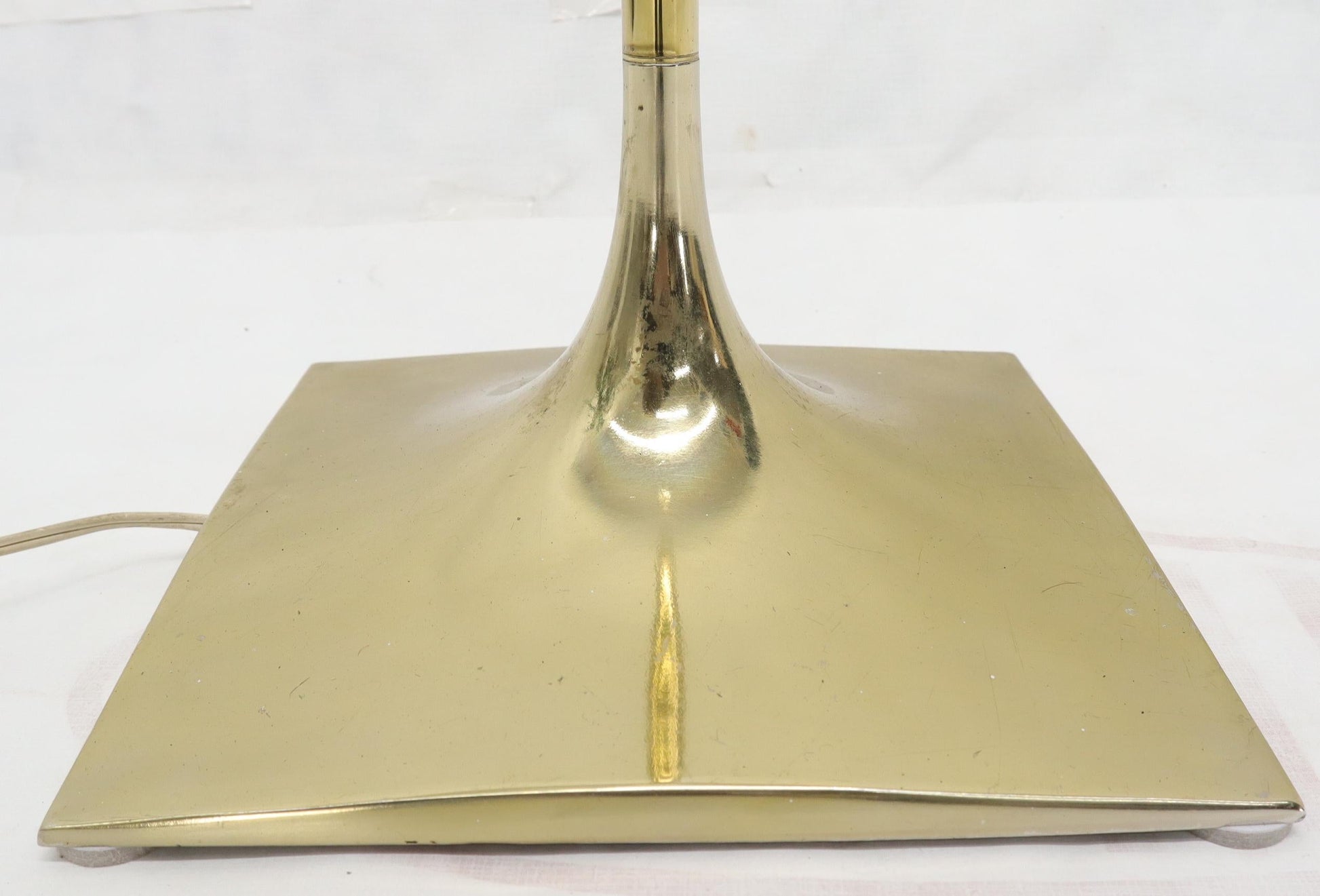 EstablishedLines Square Tulip Base Champagne or Wine Style White Frosted Glass Floor Lamp