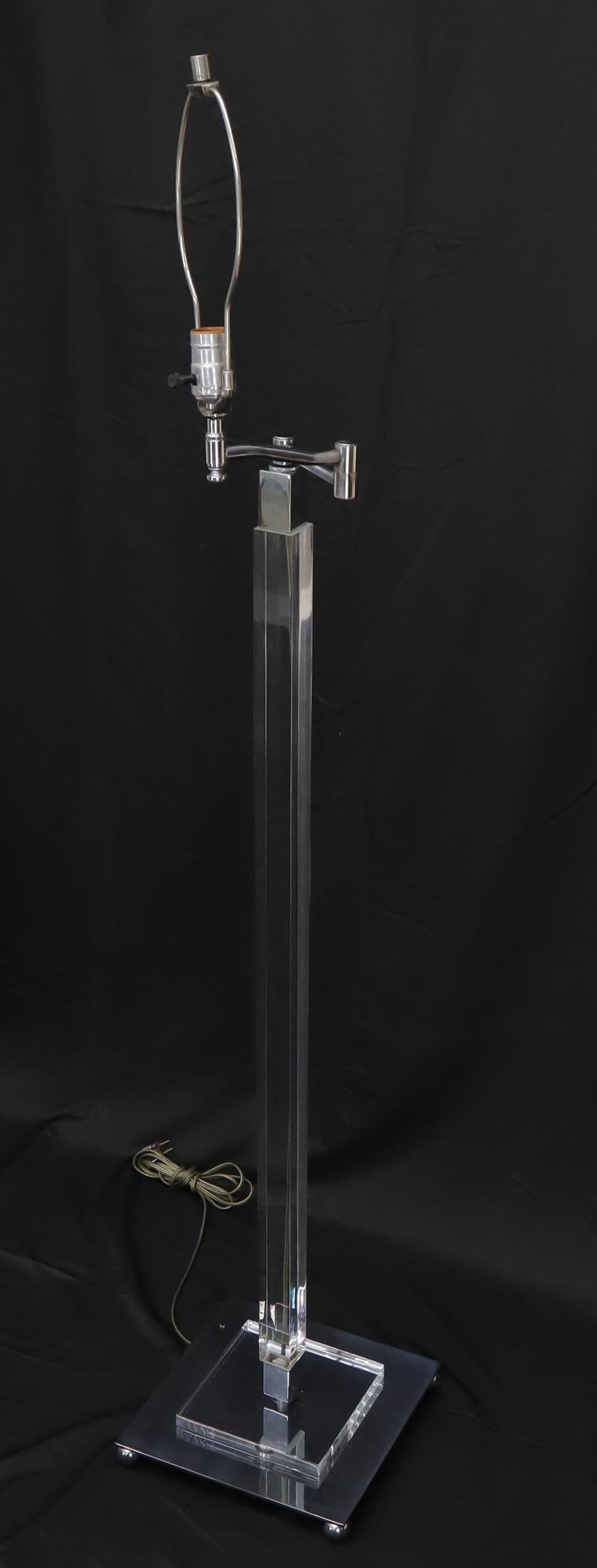 EstablishedLines Mid-Century Modern Lucite Base Adjustable Floor Lamp