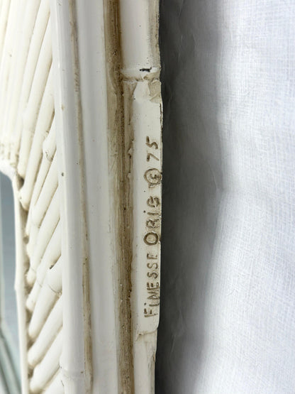 EstablishedLines Cast Faux Bamboo White Lacquer Frame Rectangle Wall Mirror Artist Signed & Dated