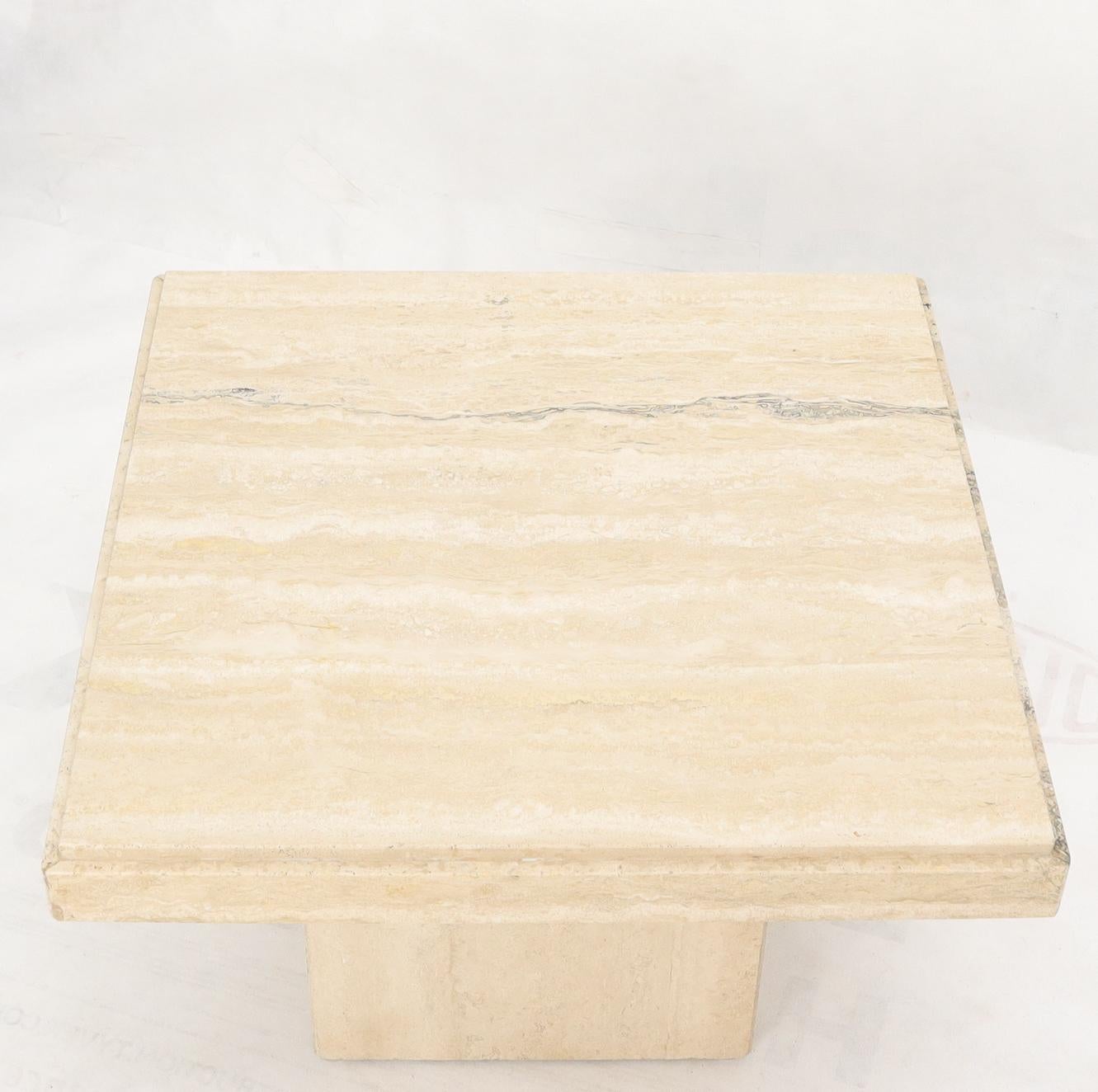 EstablishedLines Square Italian Mid-Century Modern Travertine Side Table