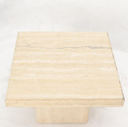 EstablishedLines Square Italian Mid-Century Modern Travertine Side Table