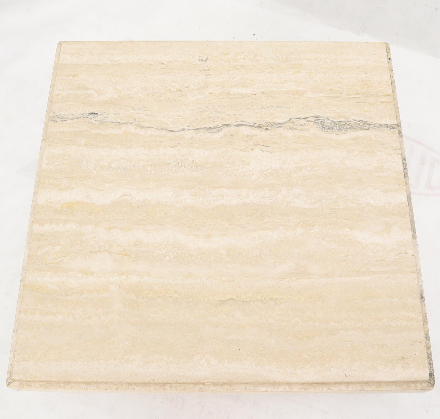 EstablishedLines Square Italian Mid-Century Modern Travertine Side Table