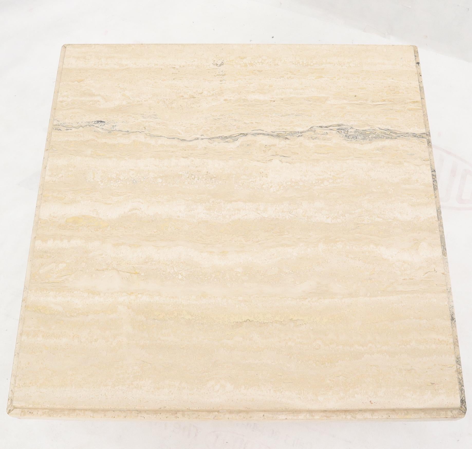 EstablishedLines Square Italian Mid-Century Modern Travertine Side Table