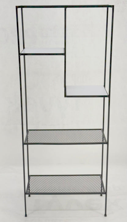 Frederick Weinberg Iron White Enamel & Wire Mesh Shelves Etagere Wall Unit MINT!