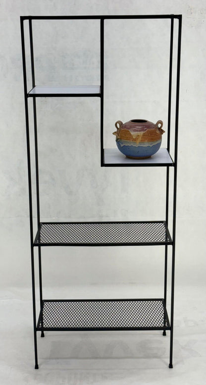 Frederick Weinberg Iron White Enamel & Wire Mesh Shelves Etagere Wall Unit MINT!