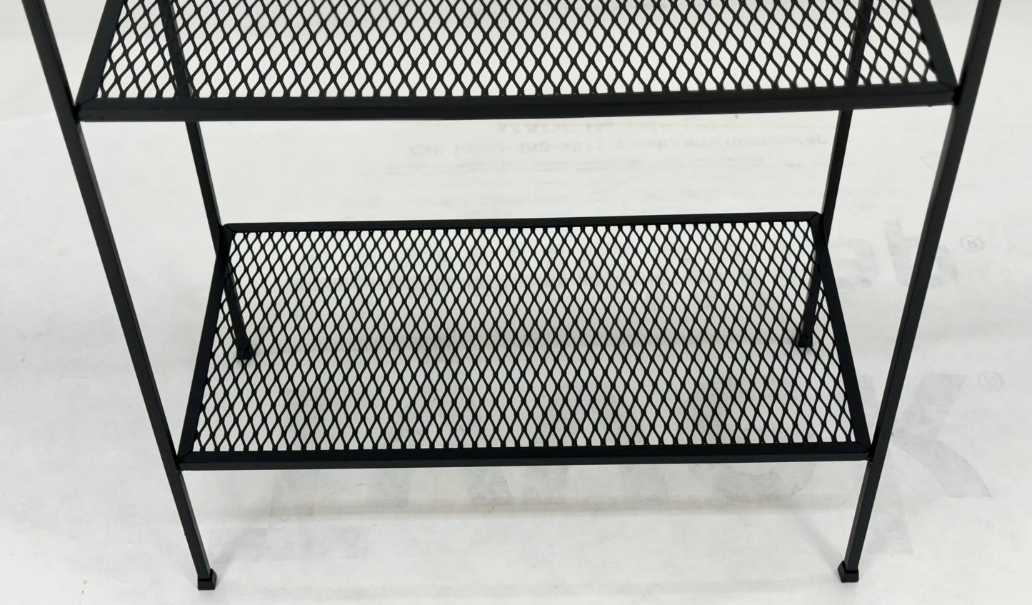 Frederick Weinberg Iron White Enamel & Wire Mesh Shelves Etagere Wall Unit MINT!