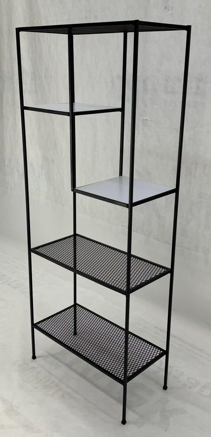 Frederick Weinberg Iron White Enamel & Wire Mesh Shelves Etagere Wall Unit MINT!