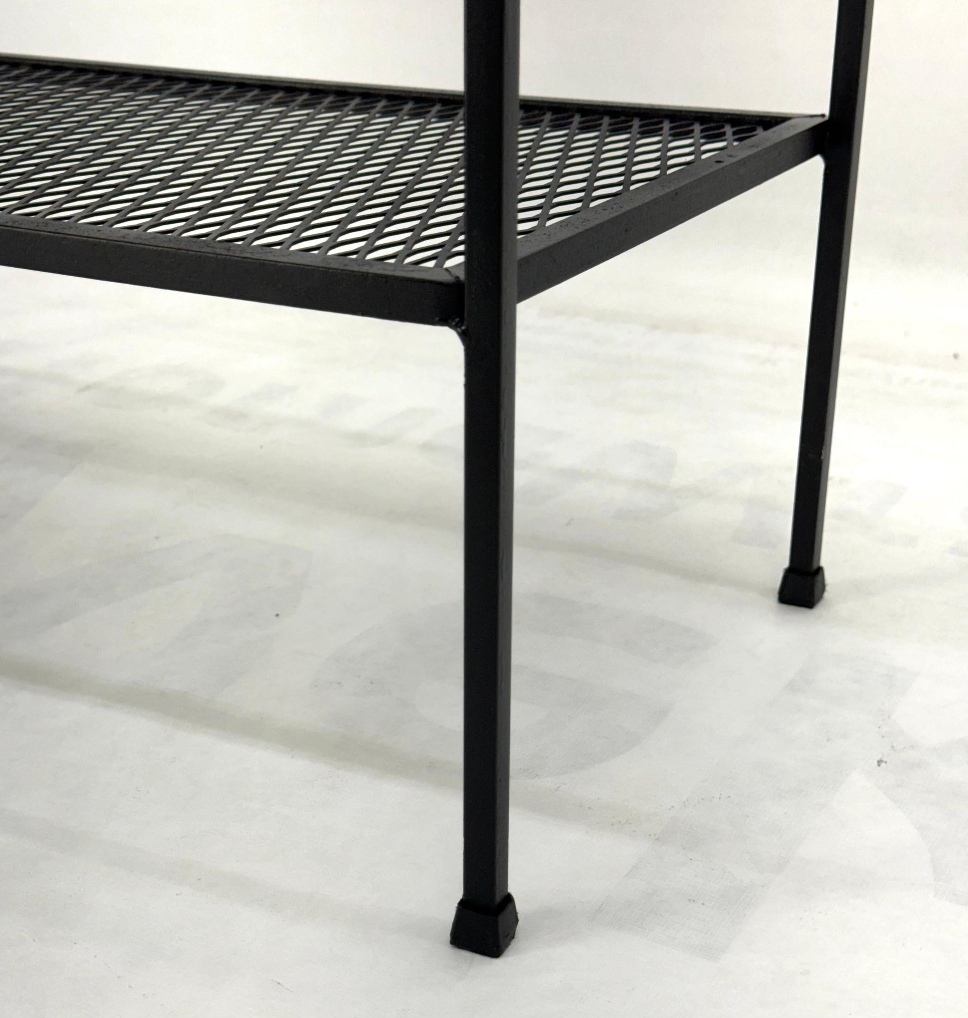 EstablishedLines Frederick Weinberg Iron White Enamel & Wire Mesh Shelves Etagere Wall Unit MINT!
