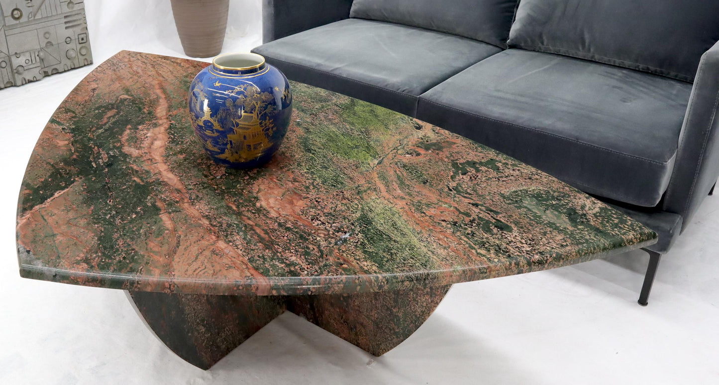 EstablishedLines Rounded Triangle Shape Large Solid Marble Coffee Table