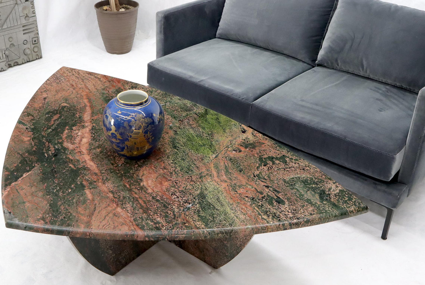 EstablishedLines Rounded Triangle Shape Large Solid Marble Coffee Table