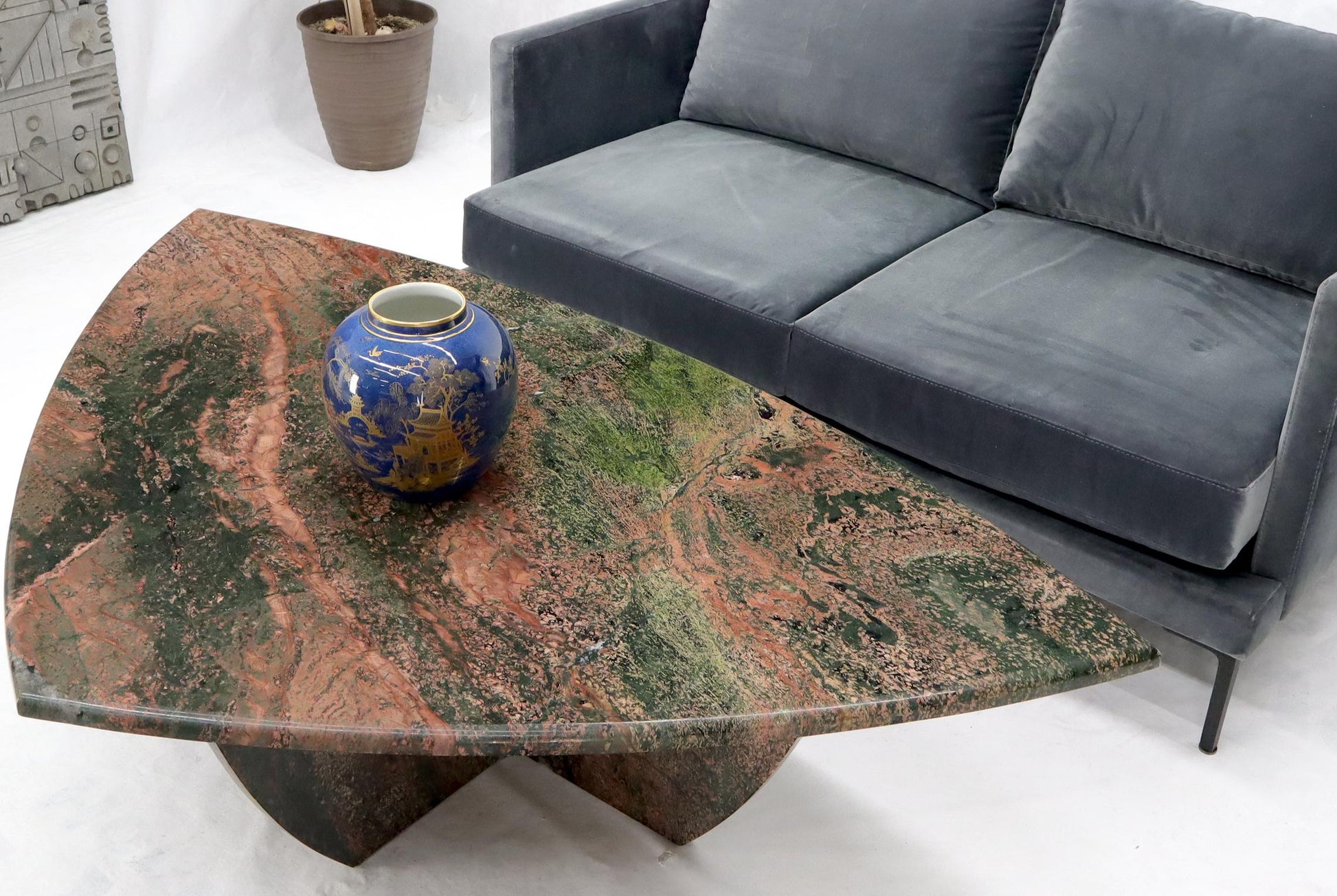 EstablishedLines Rounded Triangle Shape Large Solid Marble Coffee Table
