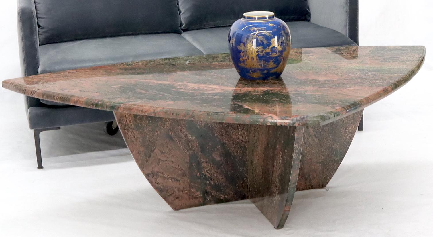 EstablishedLines Rounded Triangle Shape Large Solid Marble Coffee Table