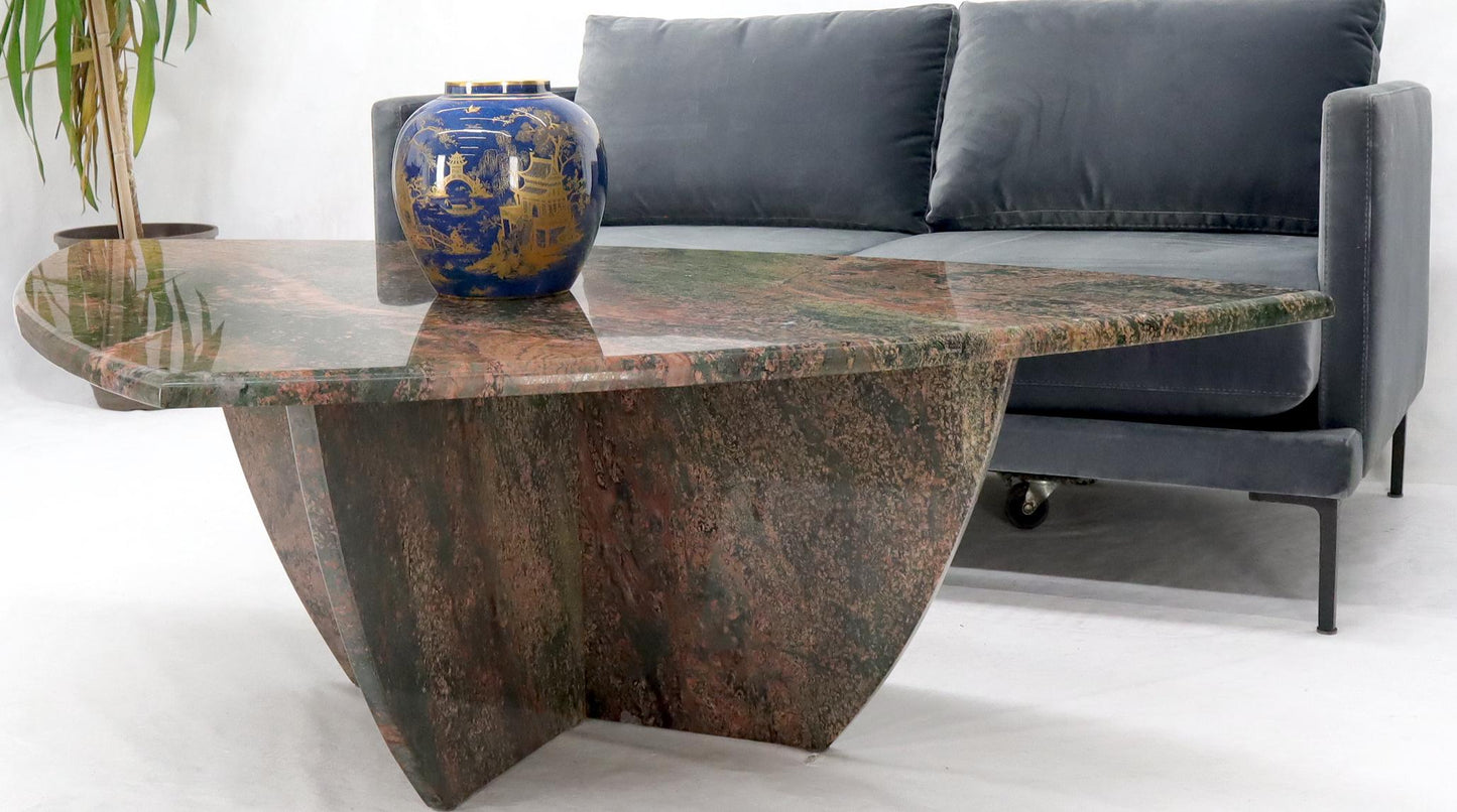 EstablishedLines Rounded Triangle Shape Large Solid Marble Coffee Table