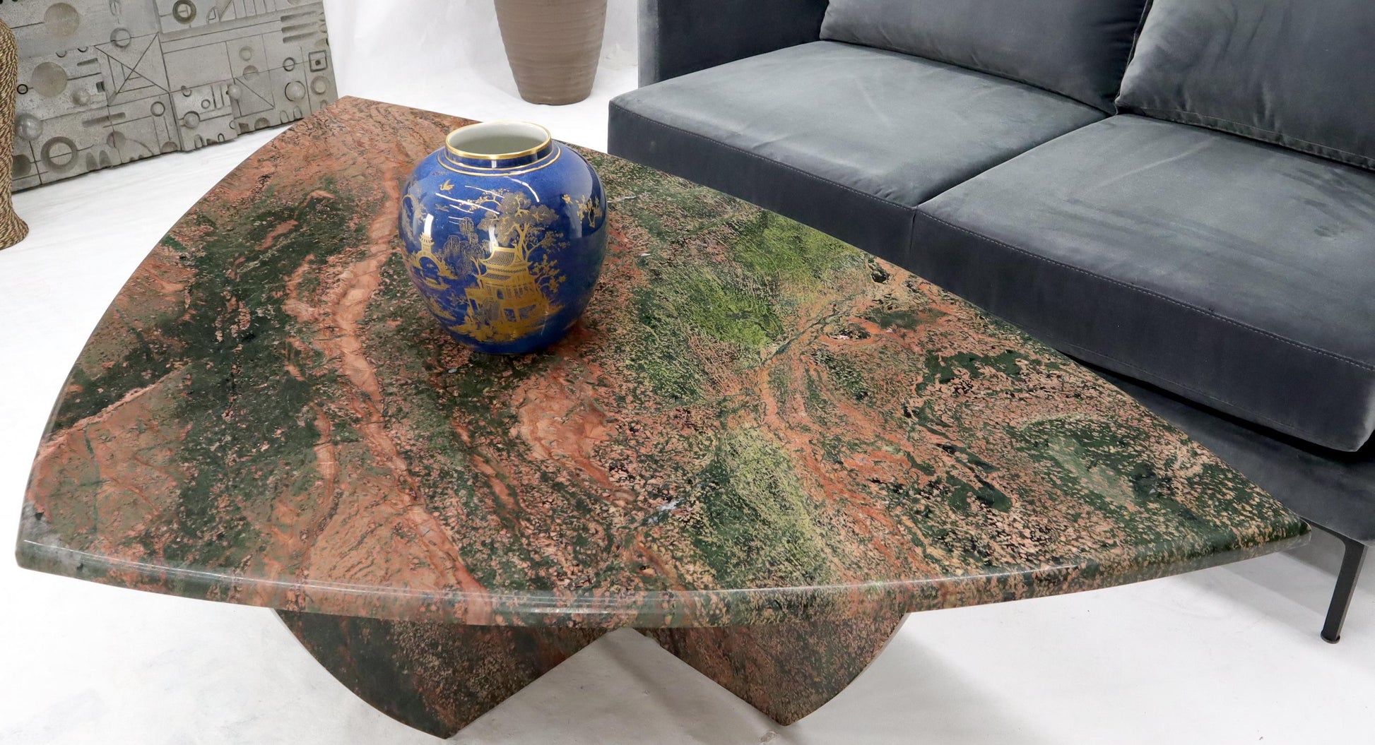 EstablishedLines Rounded Triangle Shape Large Solid Marble Coffee Table