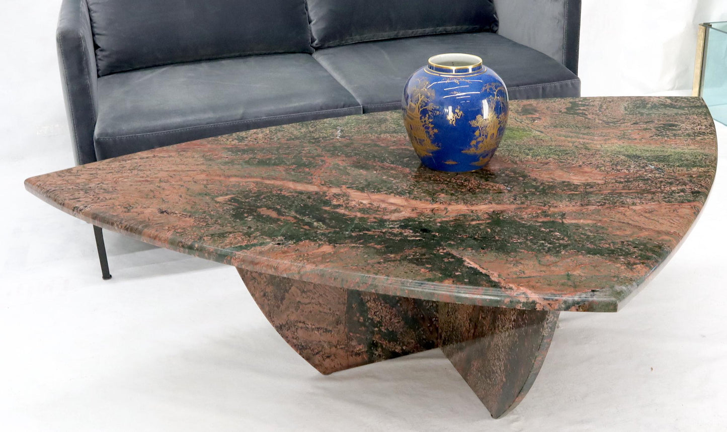 EstablishedLines Rounded Triangle Shape Large Solid Marble Coffee Table