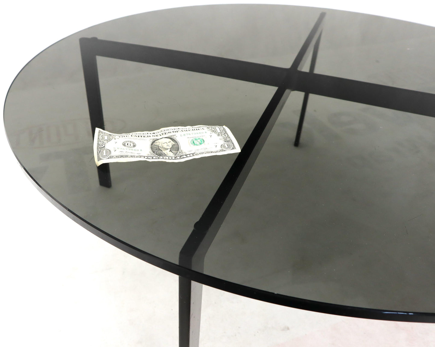 EstablishedLines Smoked Glass Round Top X-Base Coffee Table