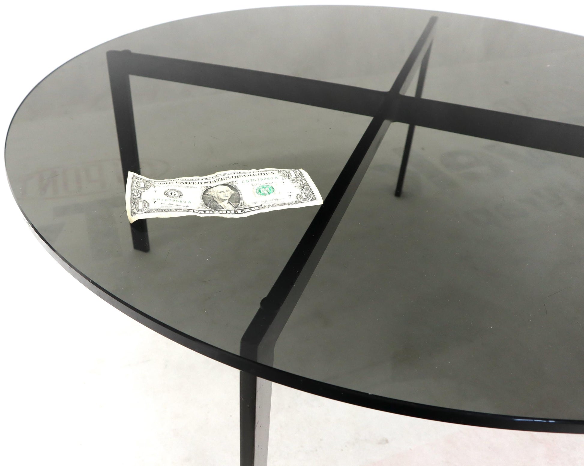 EstablishedLines Smoked Glass Round Top X-Base Coffee Table