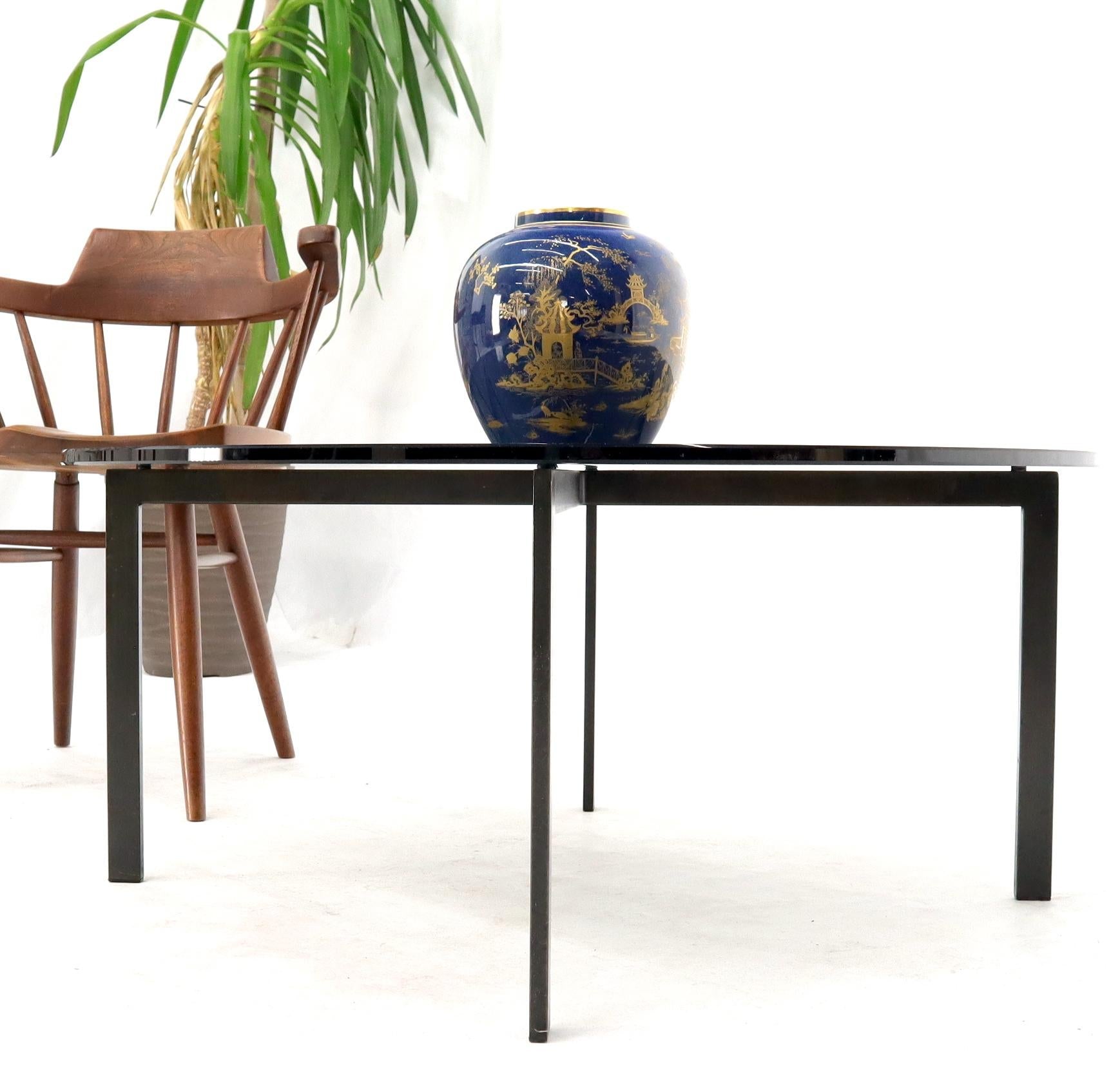 EstablishedLines Smoked Glass Round Top X-Base Coffee Table