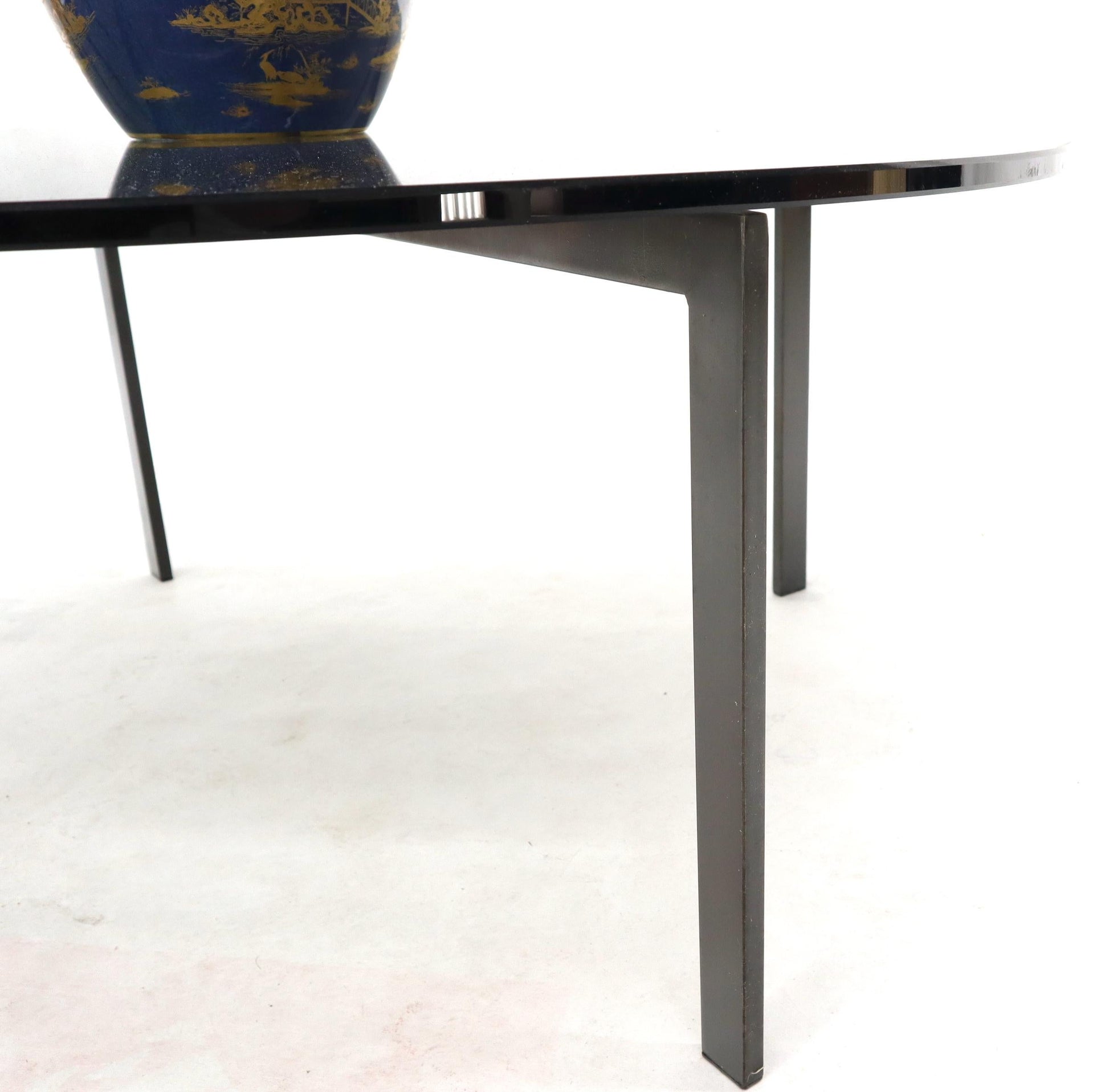 EstablishedLines Smoked Glass Round Top X-Base Coffee Table
