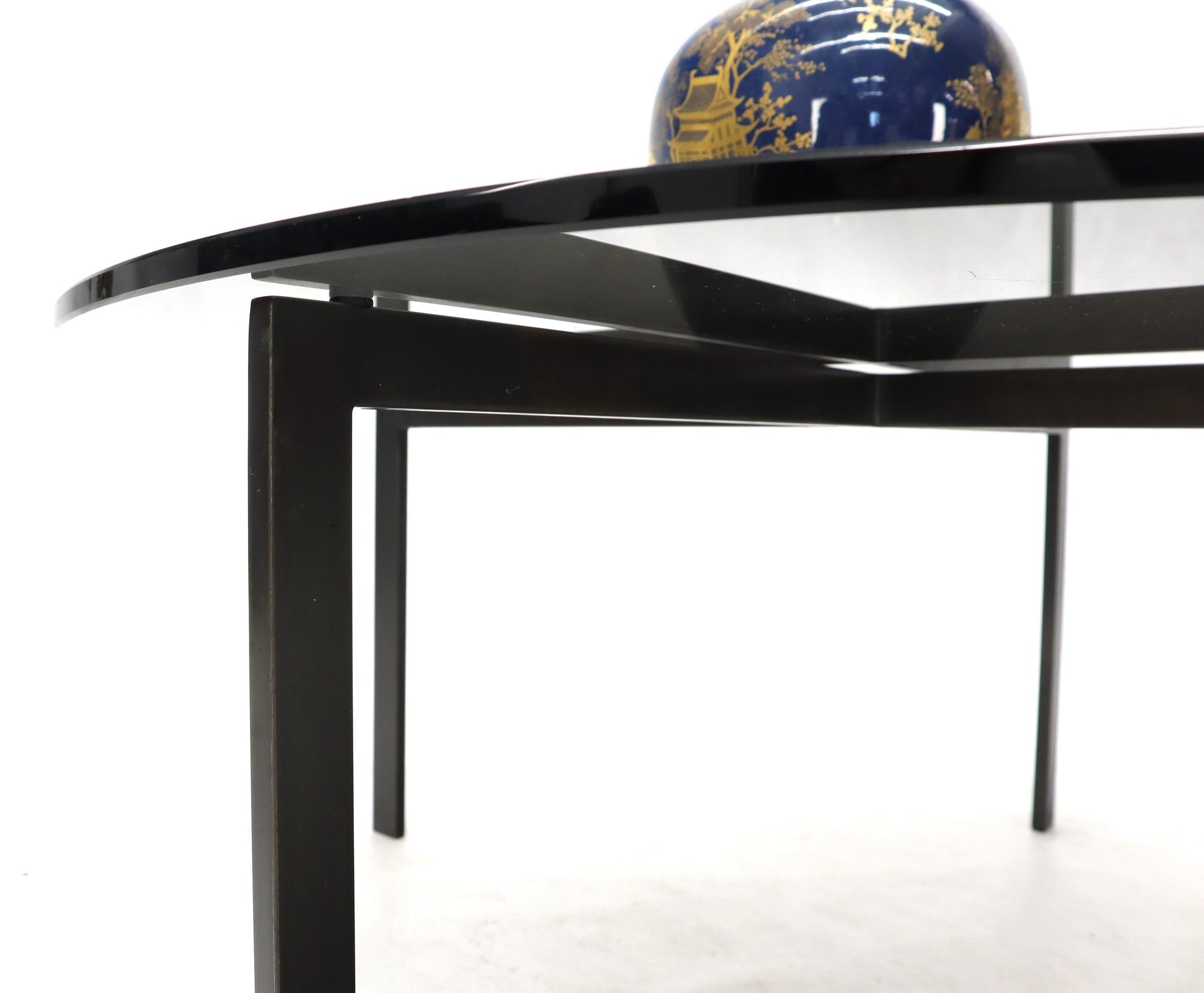 EstablishedLines Smoked Glass Round Top X-Base Coffee Table