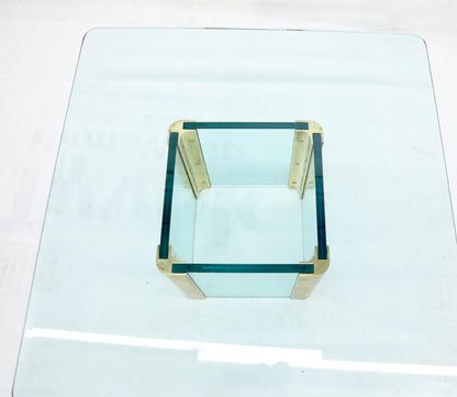 EstablishedLines Mid-Century Modern Square Glass and Brass Coffee Table