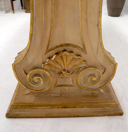 EstablishedLines Enamel Decorated Marble Top Dining Table on Carved Gold Lyre Shape Pedestals