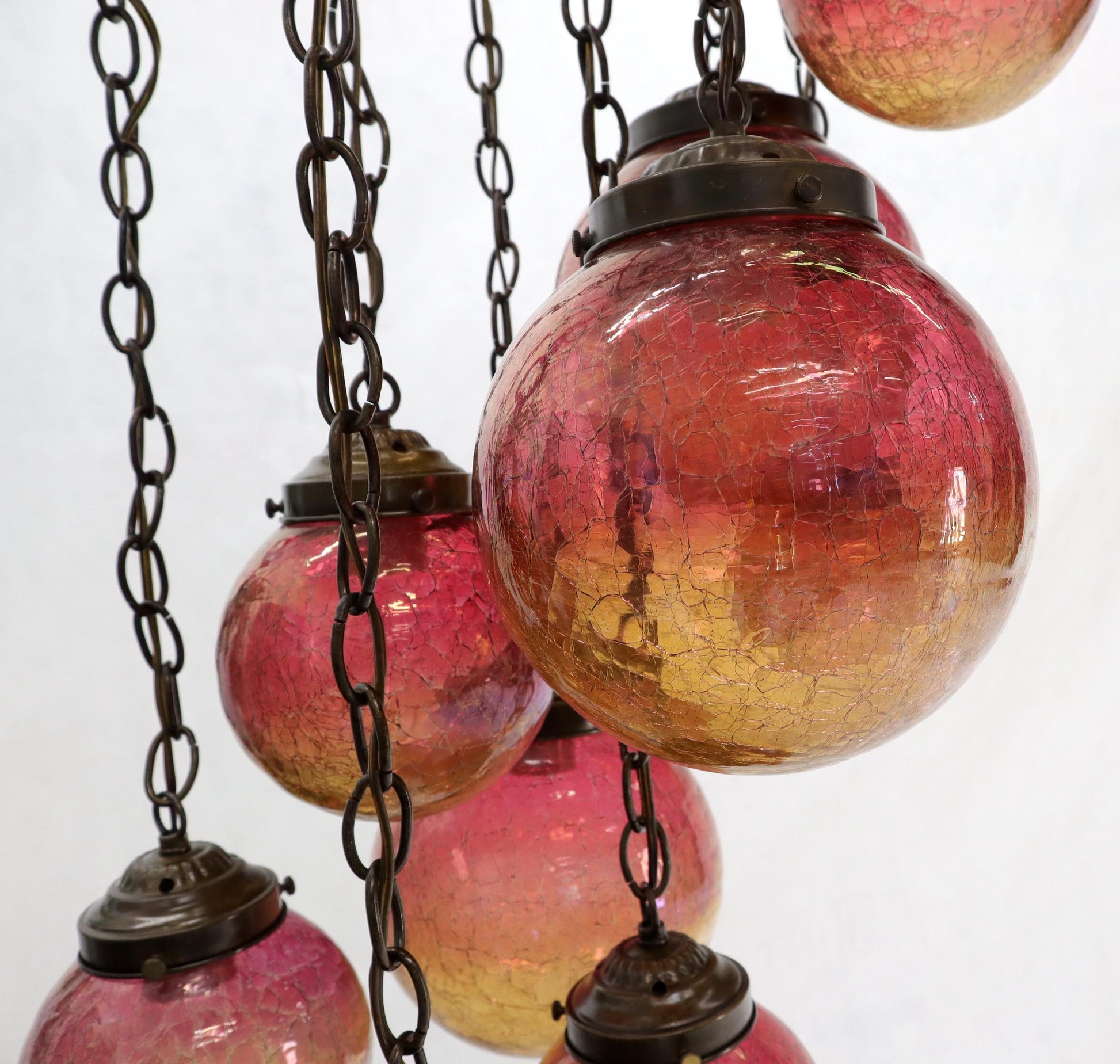 EstablishedLines Ruby & Amber Globes on Chain Chandelier Light Fixture