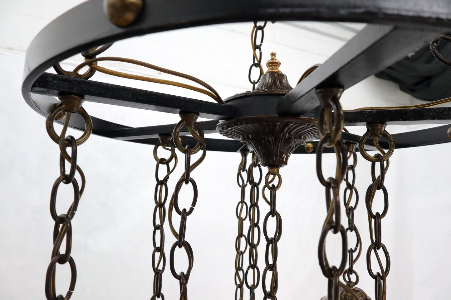 Ruby & Amber Globes on Chain Chandelier Light Fixture