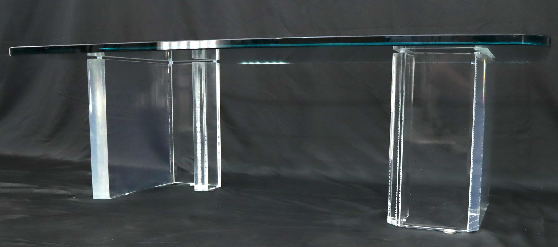 EstablishedLines Lucite Base Glass Top Compact Rectangular Coffee Table