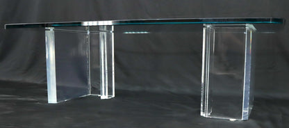 EstablishedLines Lucite Base Glass Top Compact Rectangular Coffee Table