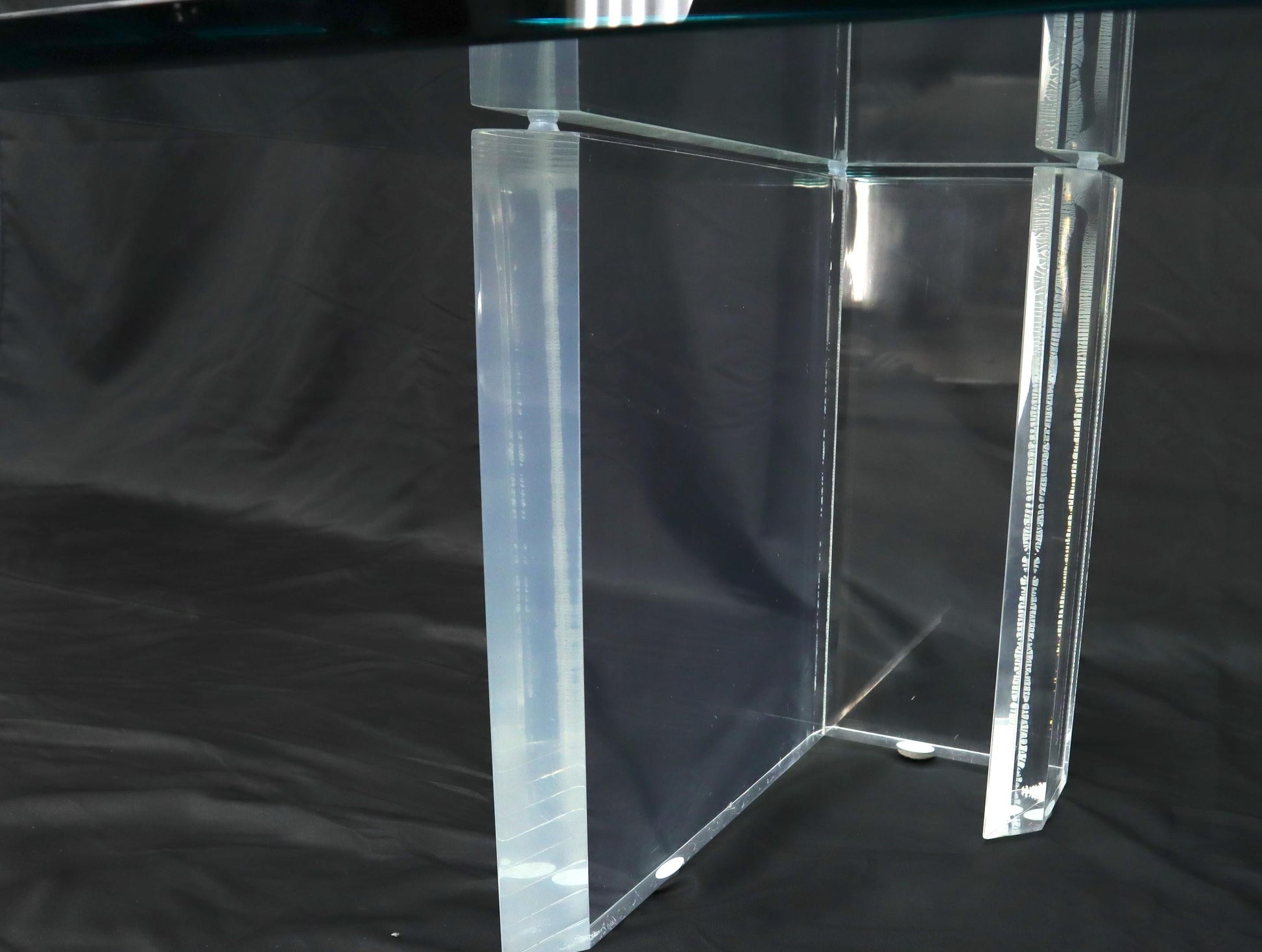 EstablishedLines Lucite Base Glass Top Compact Rectangular Coffee Table