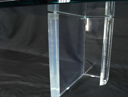 EstablishedLines Lucite Base Glass Top Compact Rectangular Coffee Table