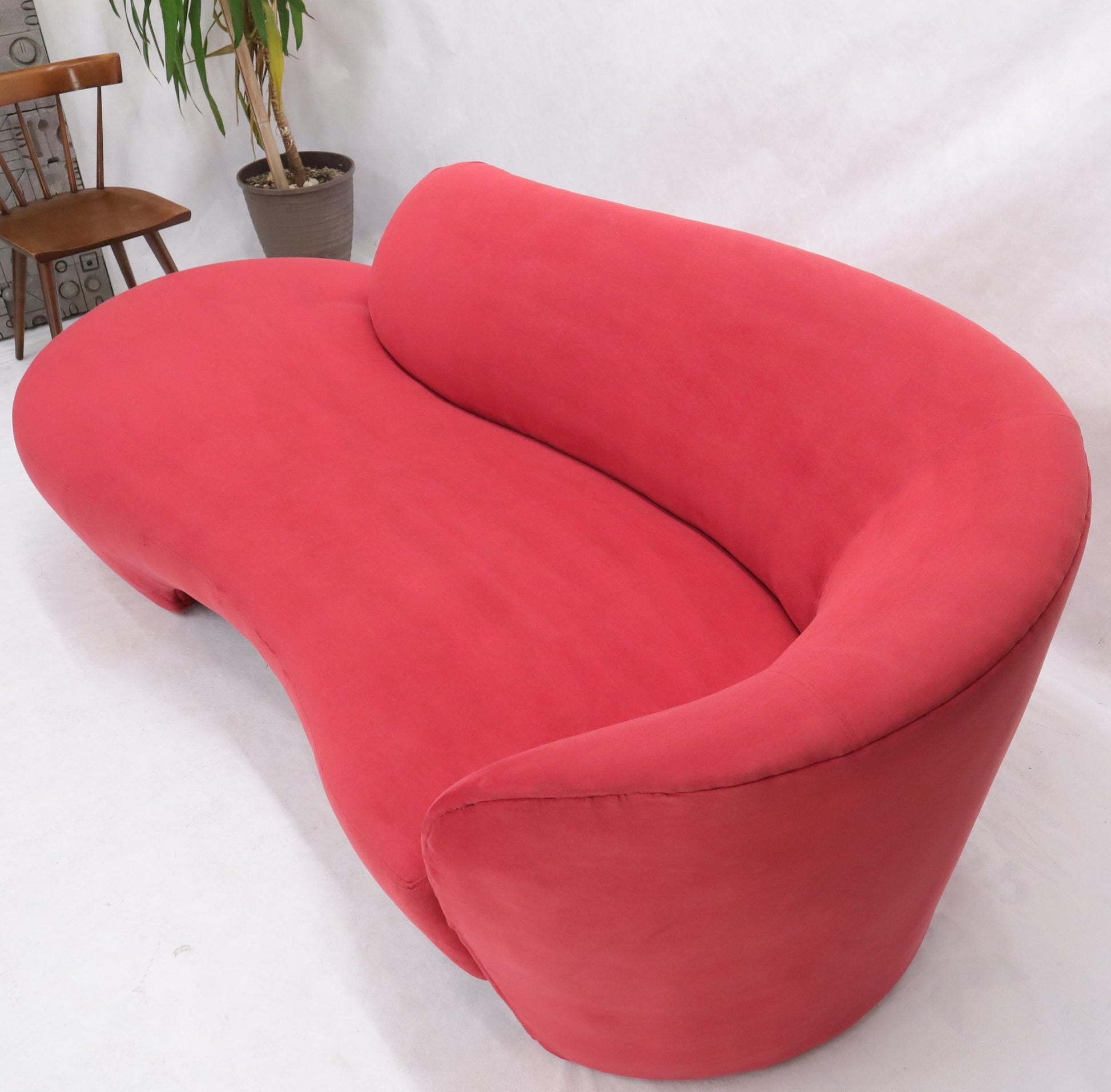 EstablishedLines Red Suede Weiman Preview Chaise Lounge Cloud Sofa