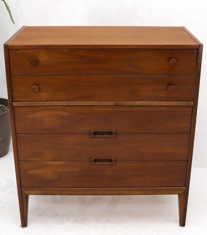 EstablishedLines Oiled Walnut Mid-Century Modern High Chest 4 Drawers Dresser