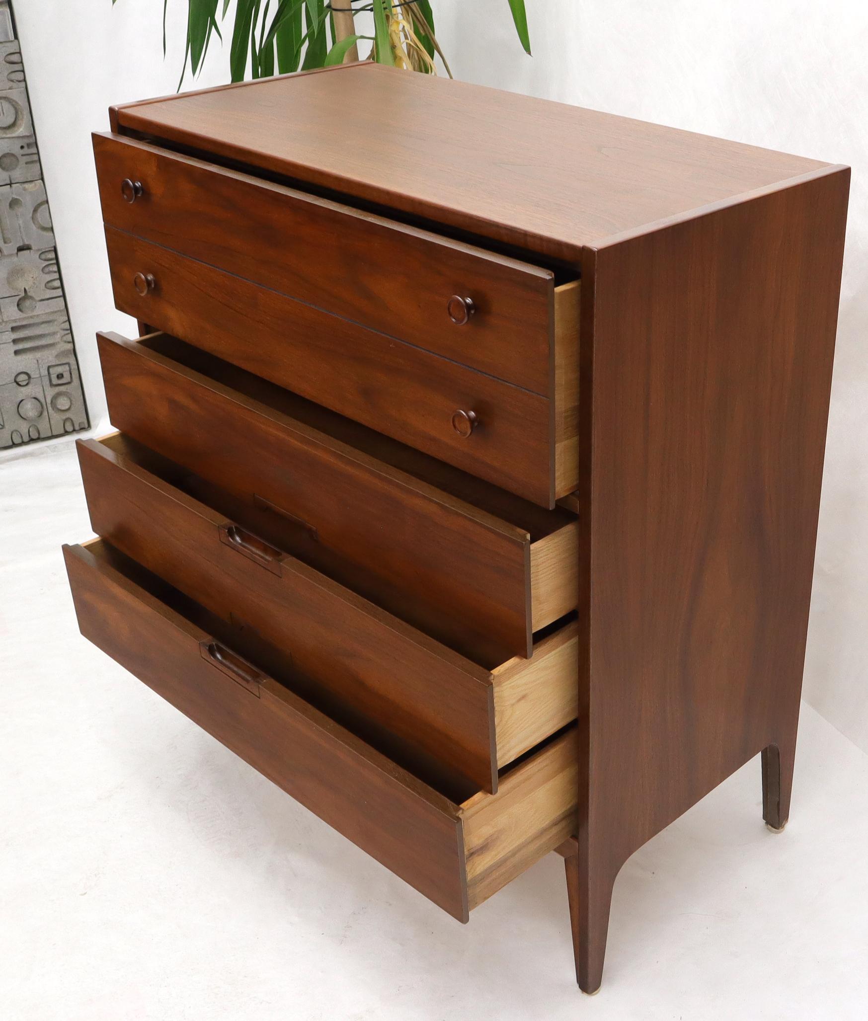 EstablishedLines Oiled Walnut Mid-Century Modern High Chest 4 Drawers Dresser