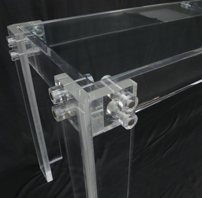 EstablishedLines Large Long Lucite Base Glass Top Console Sofa Table