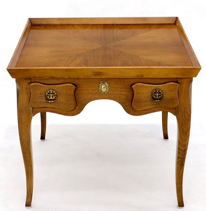 Pair of Light Walnut Cabriole Leg End Side Tables by Baker