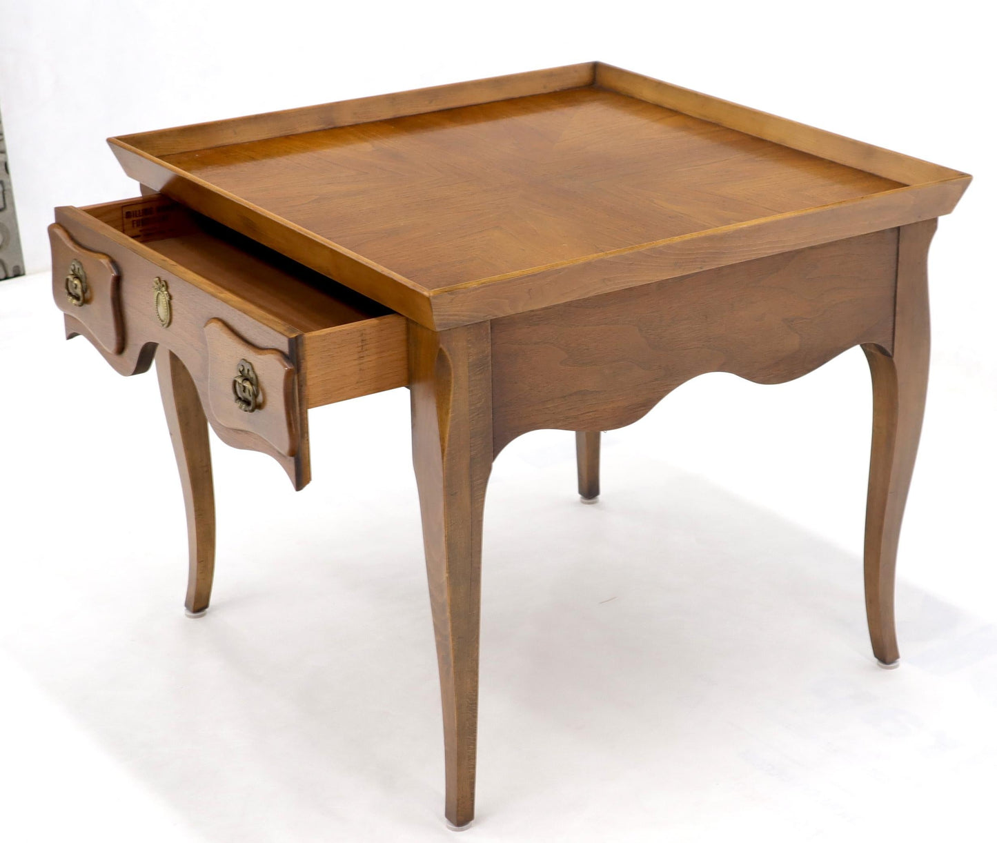 Pair of Light Walnut Cabriole Leg End Side Tables by Baker