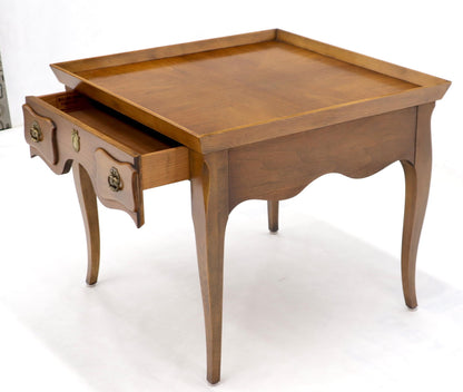 Pair of Light Walnut Cabriole Leg End Side Tables by Baker