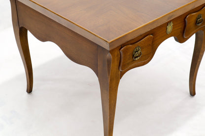 Pair of Light Walnut Cabriole Leg End Side Tables by Baker