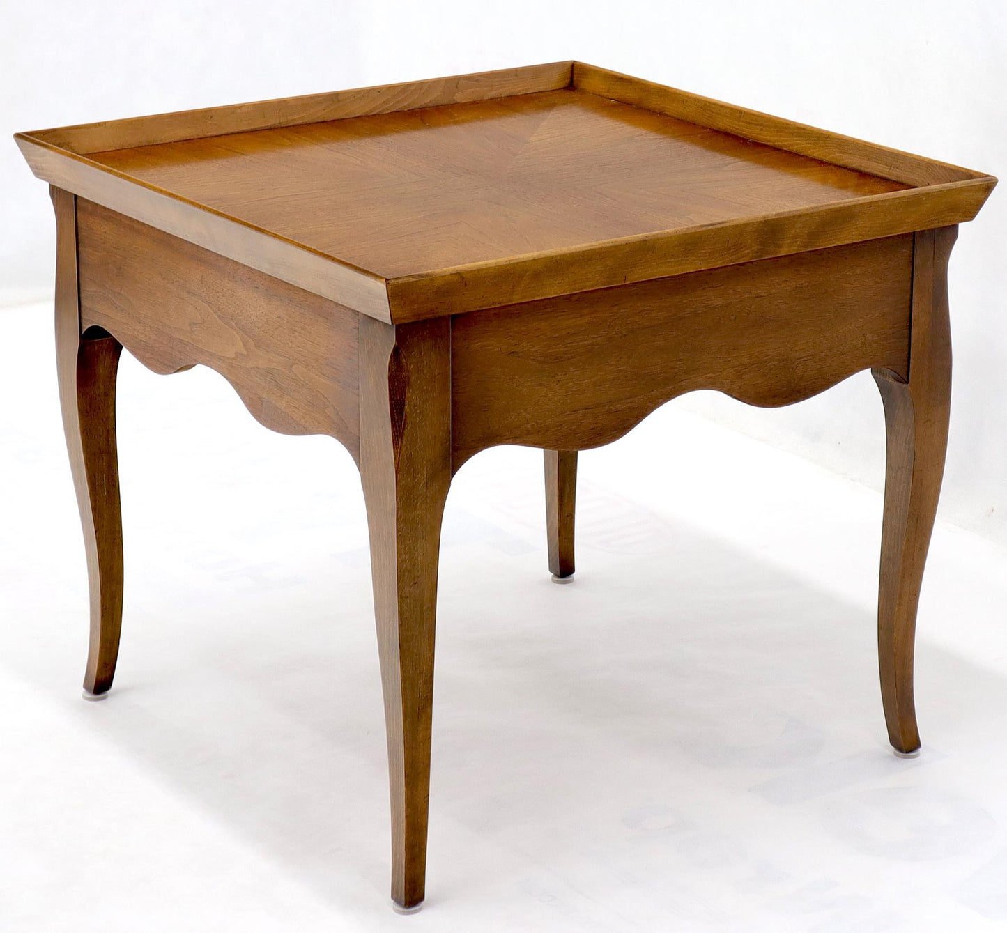 Pair of Light Walnut Cabriole Leg End Side Tables by Baker