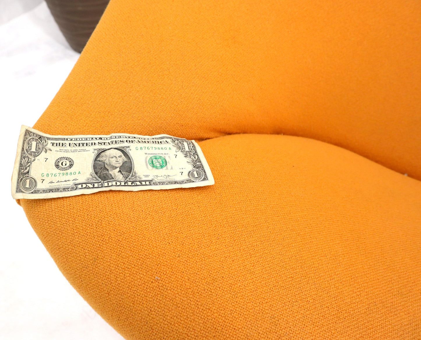 EstablishedLines Pierre Paulin Artifort Wool Upholstery Oyster Chair Orange Wool Upholstery