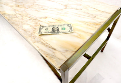 EstablishedLines Brass Frame Marble Top Rectangular Coffee Table McCobb Attributed