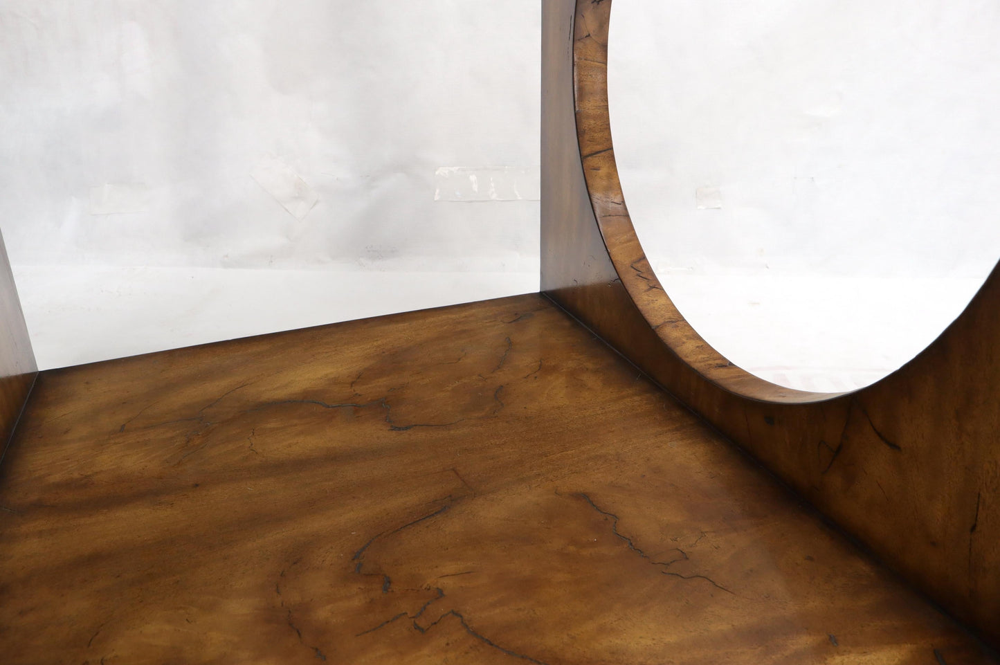 EstablishedLines Geometrical Cube Shape Burl Flame Wood Pattern Side Table