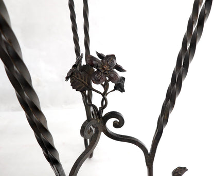 Round Black & White Marble Top Wrought Iron Pedestal Stand Table