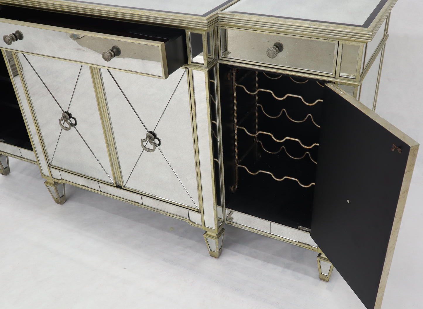 Mirrored Glass Sideboard Cabinet Credenza Console