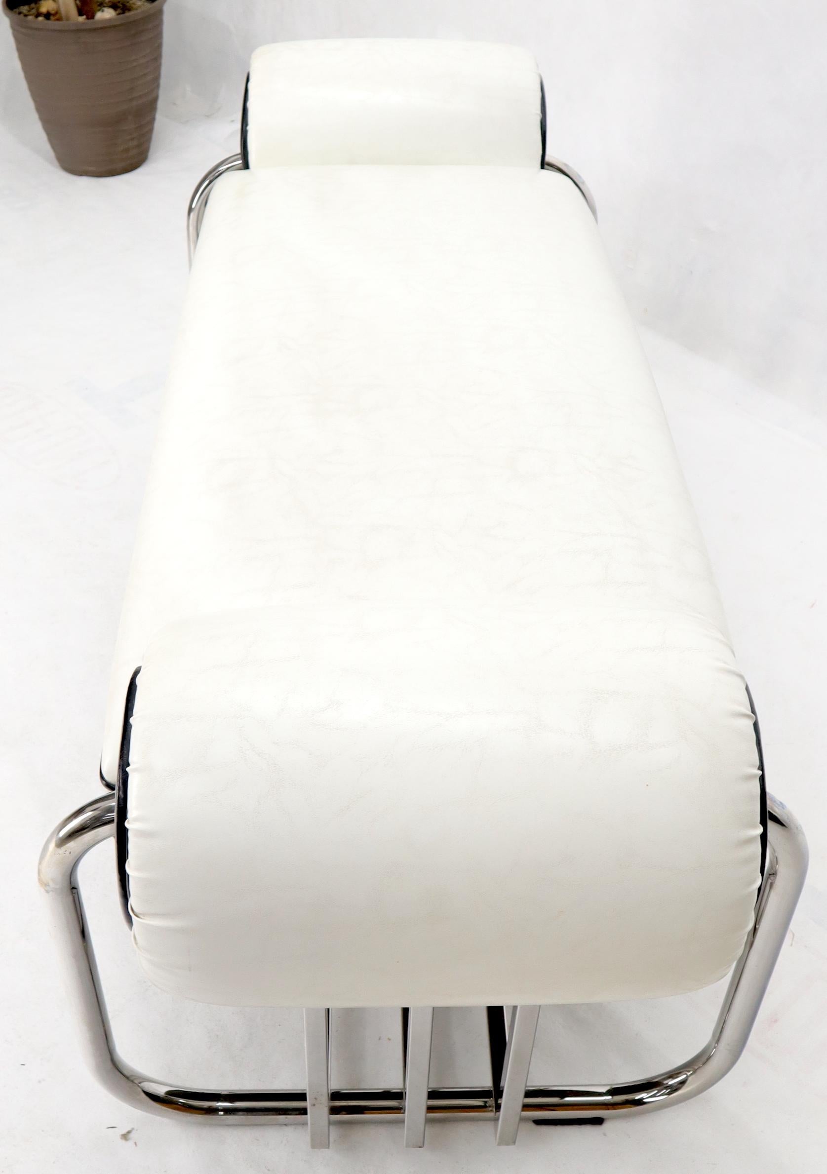 EstablishedLines Bauhaus Chrome Bent Tube Black and White Upholstery Bench