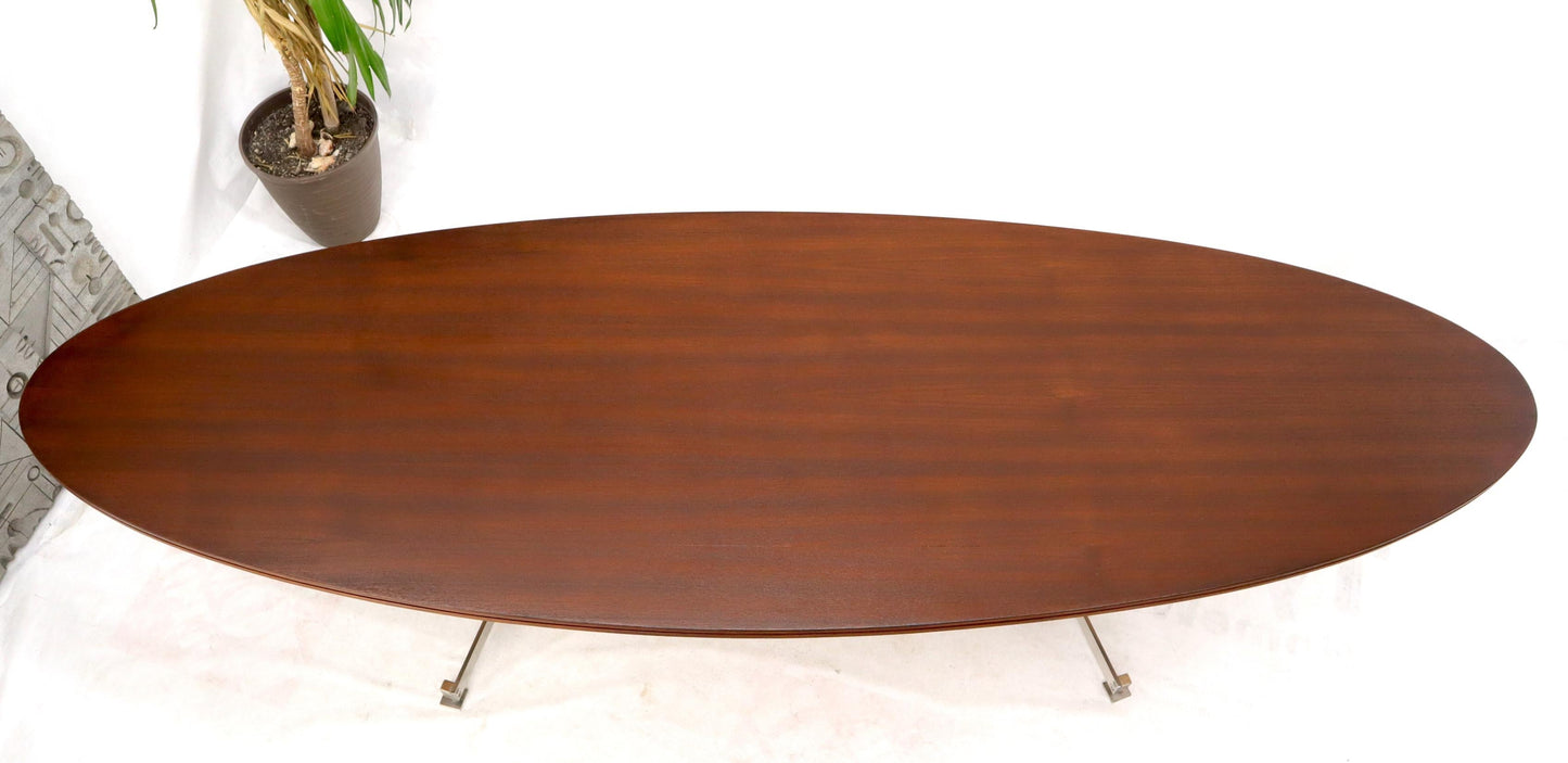 EstablishedLines Extra Long Oval Dark Walnut Dining Conference Table on Stainless Chrome Base